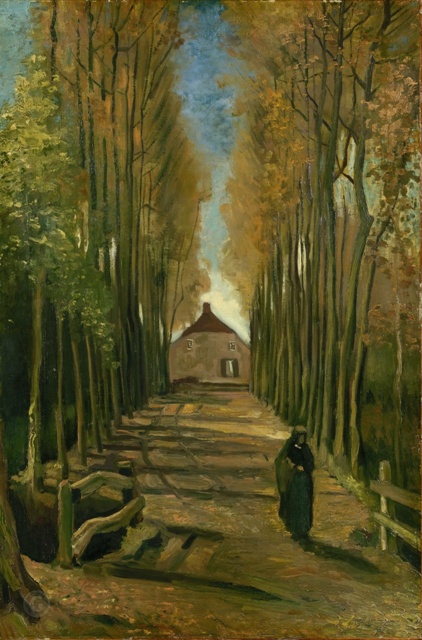 Репродукция картины 'Тополиная аллея осенью' Ван Гог Винсент. Купить