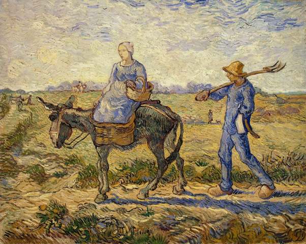 Репродукция картины 'Утро - крестьяне, идущие работать' Ван Гог Винсент. Купить