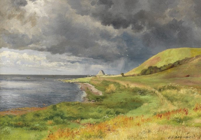 Репродукция картины ' Датский прибрежный пейзаж в Быгевире' Аагард Карл Фредерик. Купить