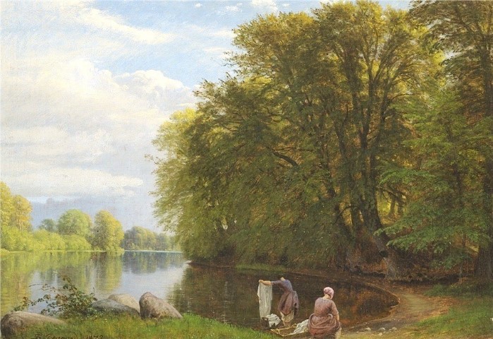 Репродукция картины 'Прачки на реке' Аагард Карл Фредерик. Купить