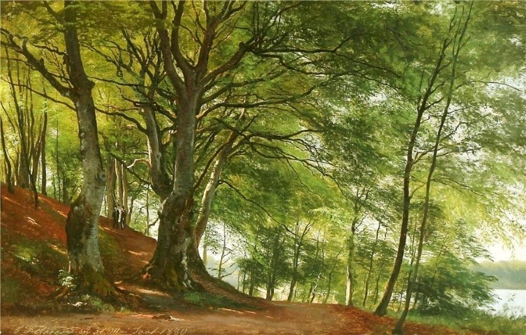 Репродукция картины 'На лесной прогулке' Аагард Карл Фредерик. Купить