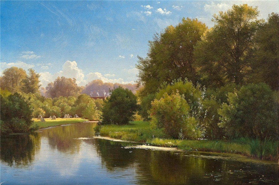 Репродукция картины 'Пейзаж с ручьем' Аагард Карл Фредерик. Купить