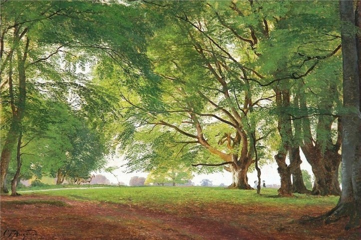 Репродукция картины 'Буковые деревья летом' Аагард Карл Фредерик. Купить