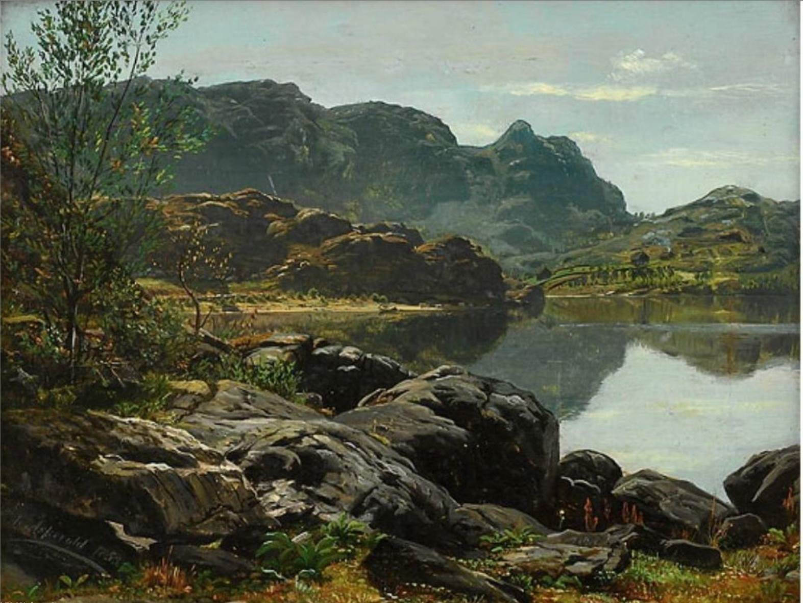 Репродукция картины 'Пейзаж с озером' Аскевольд Андерс Монсен. Купить