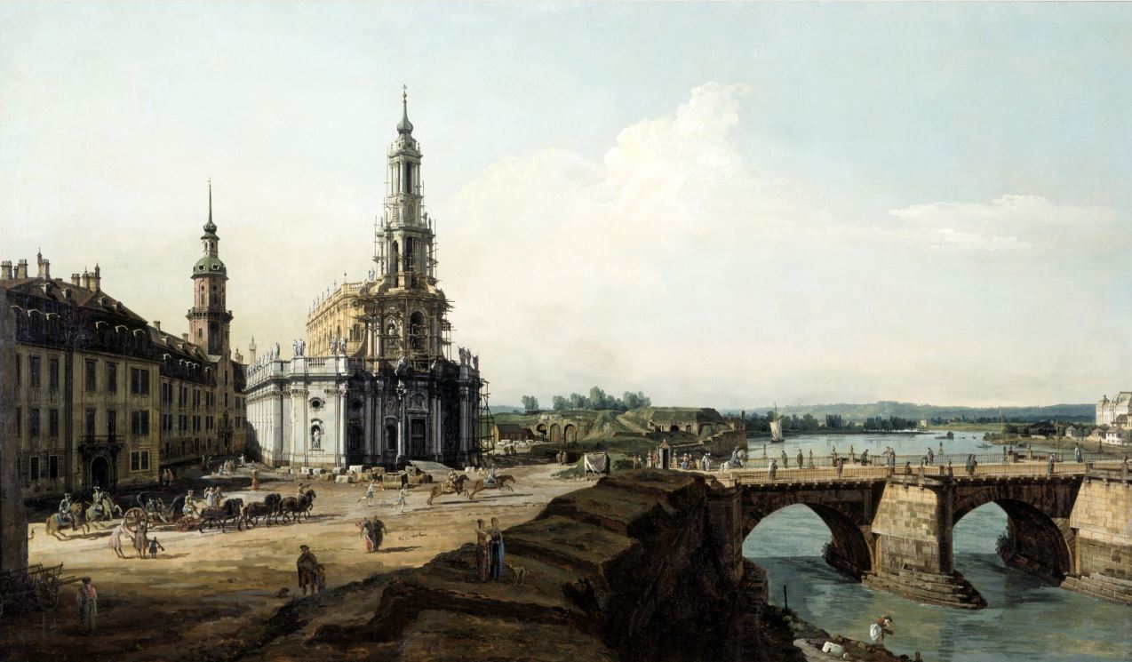 Репродукция картины 'Вид на Дрезден с левого берега Эльбы' Беллотто Бернардо. Купить