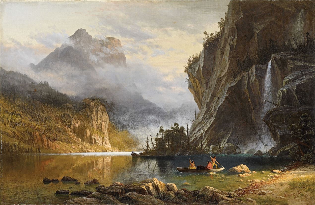 Репродукция картины 'Индейцы ловят рыбу' Бирштадт Альберт. Купить