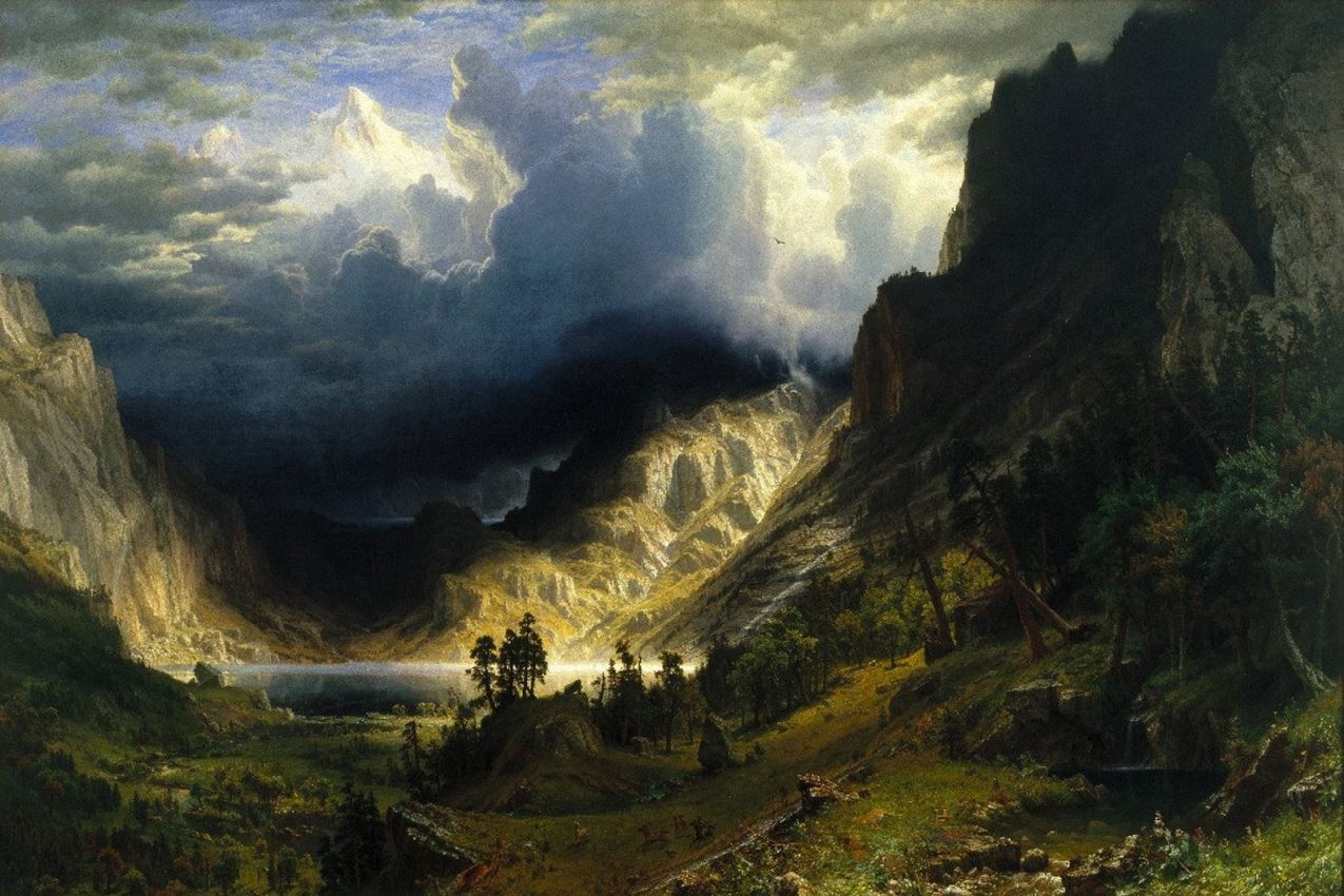 Репродукция картины 'Озеро в скалах' Бирштадт Альберт. Купить