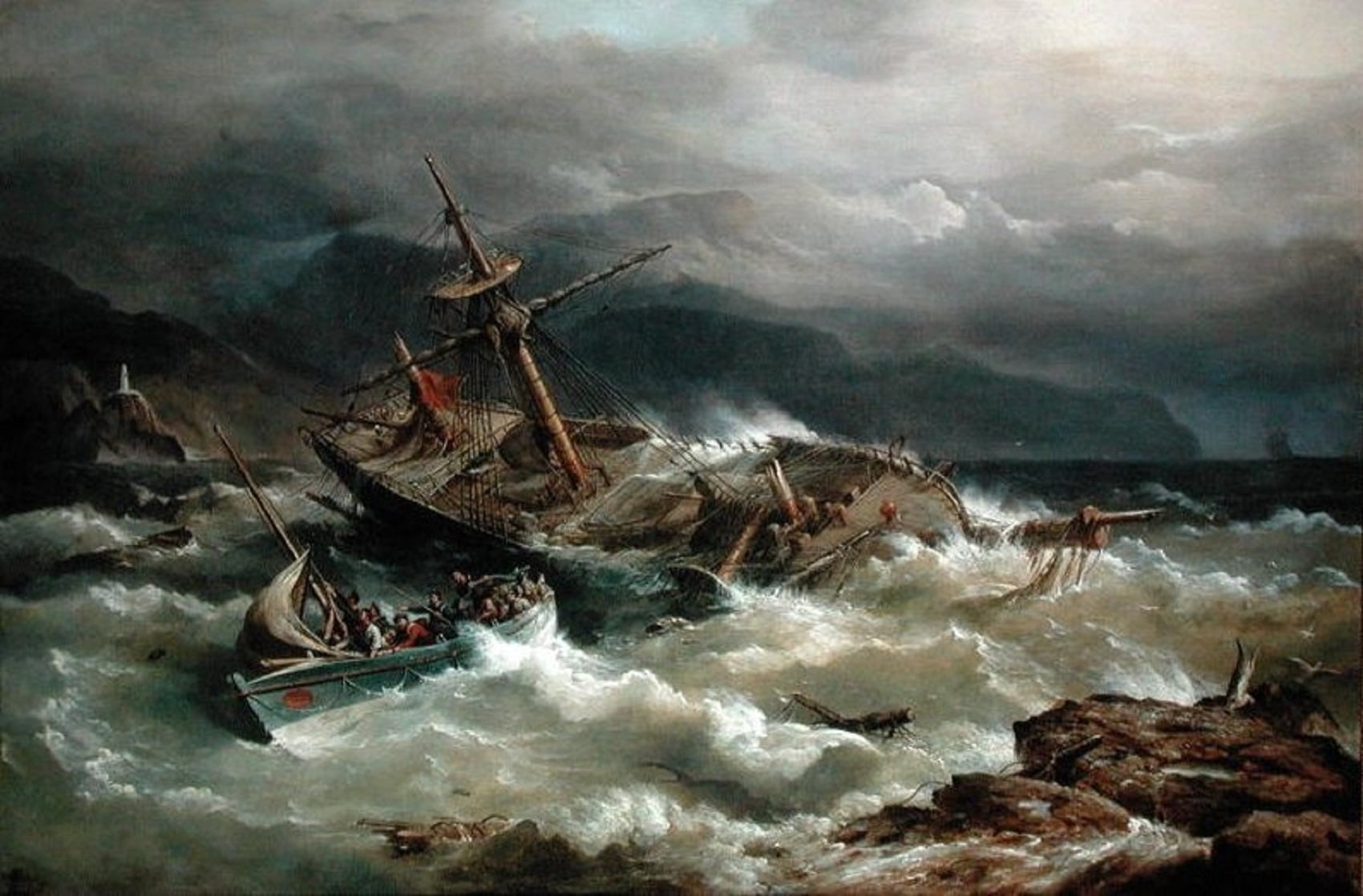 Репродукция картины 'Крушение корабля' Бичи Ричард Бриджес. Купить