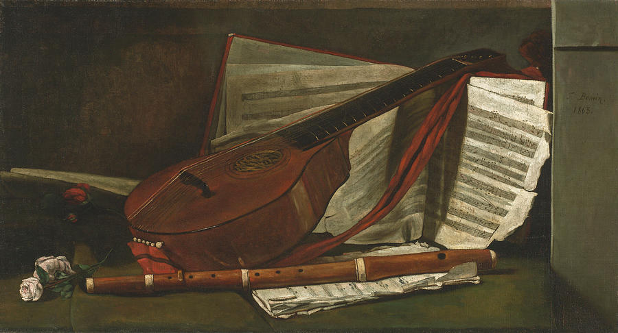 Репродукция картины 'Атрибуты музыки' Бонвен Франсуа. Купить