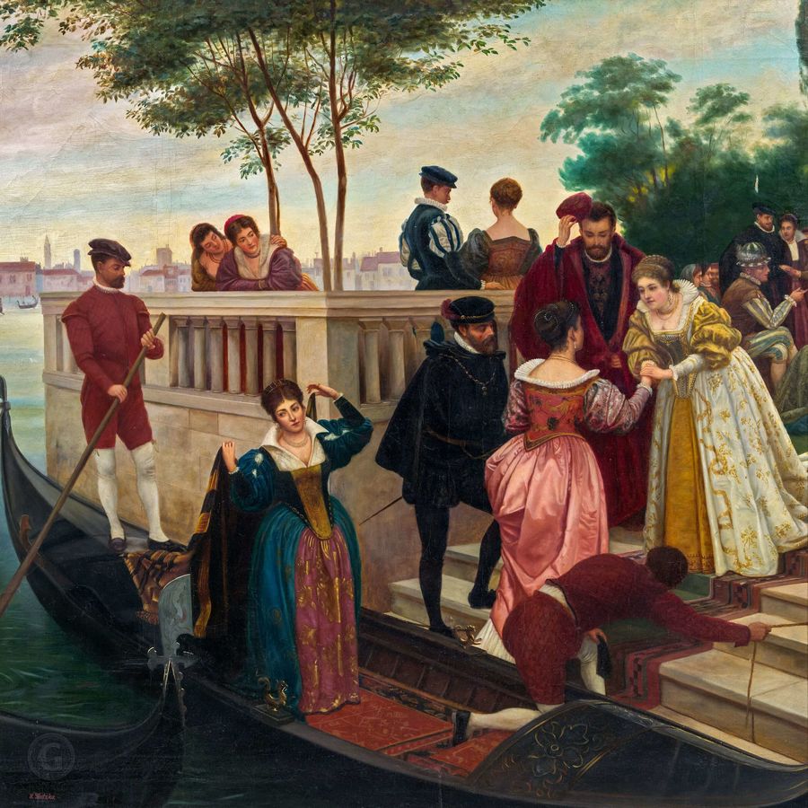 Репродукция картины 'Сценка в Венеции' Зацка Ханс. Купить