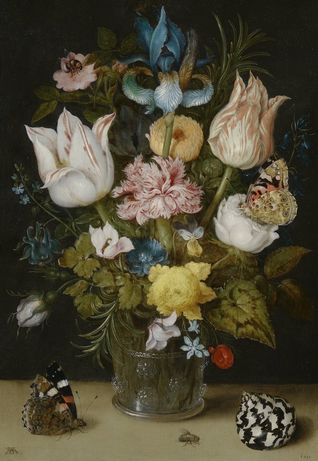 Репродукция картины 'Букет цветов в стеклянной вазе' Босхарт Амбросиус. Купить