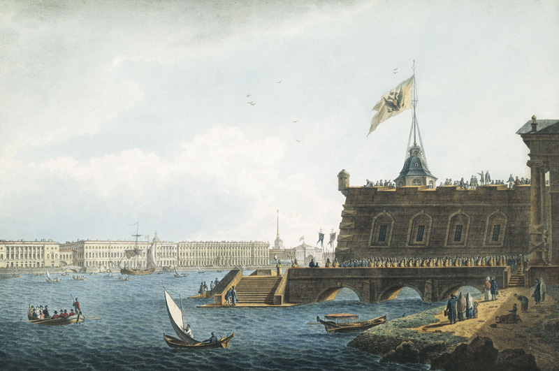 Вид на Неву со стороны Петропавловской крепости. 1821