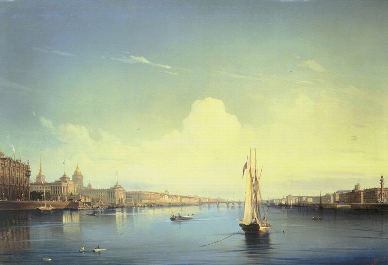 Петербург при заходе солнца.1850г.