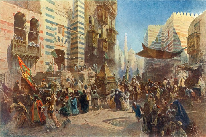 Репродукция картины 'Перенесение священного ковра в Каире' Маковский Константин Егорович. Купить