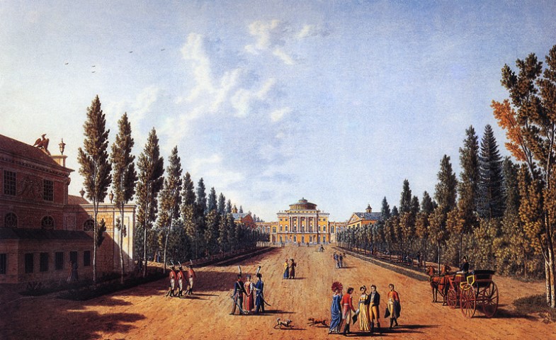 Вид дворца из сада в Павловске