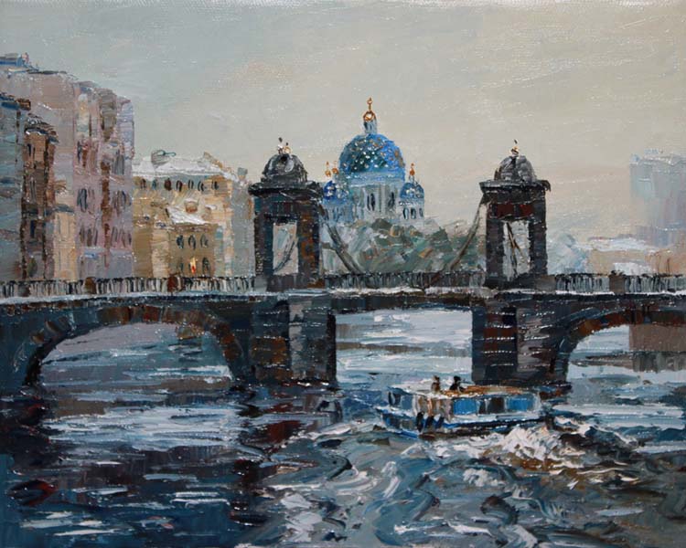 Репродукция картины 'Мост Ломоносова' . Купить