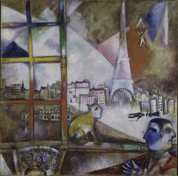 Репродукция картины 'Вид на Париж из окна' Шагал Марк Захарович. Купить