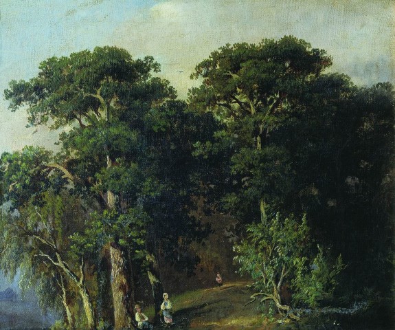 Лесной пейзаж с фигурами. 1880