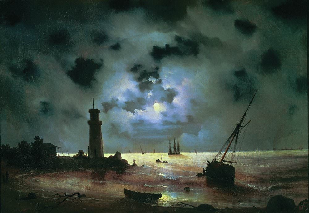 Берег моря ночью.У маяка 1837