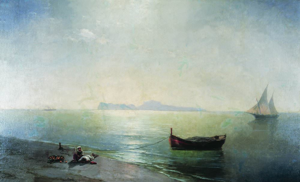 Штиль. Вид Капри. Средиземное море 1892