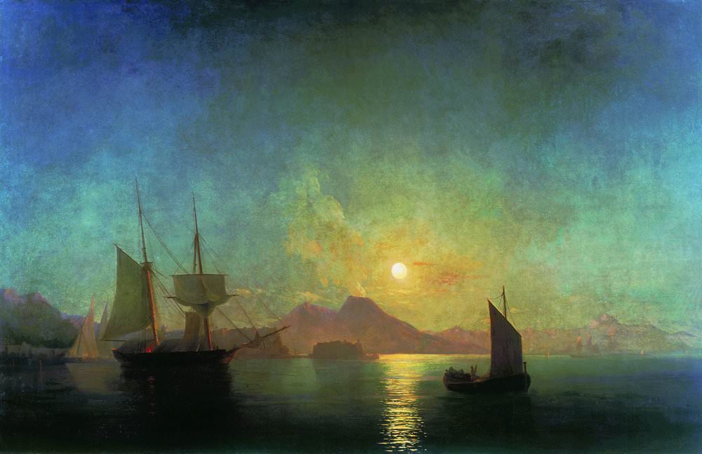 Вид на Везувий в лунную ночь 1858