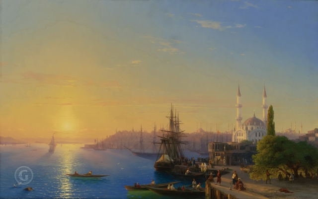 Вид на Константинополь и бухту Золотой Рог 1856