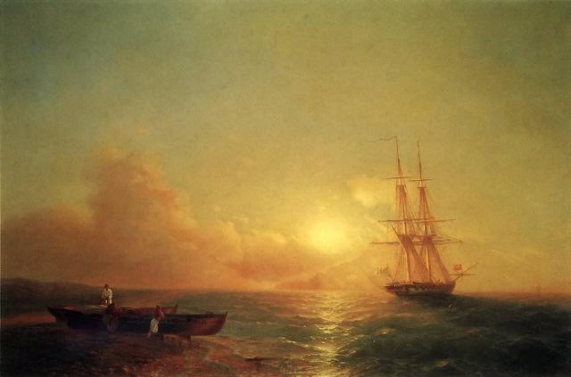 Двадцатишести- пушечный корабль в виду берега 1852