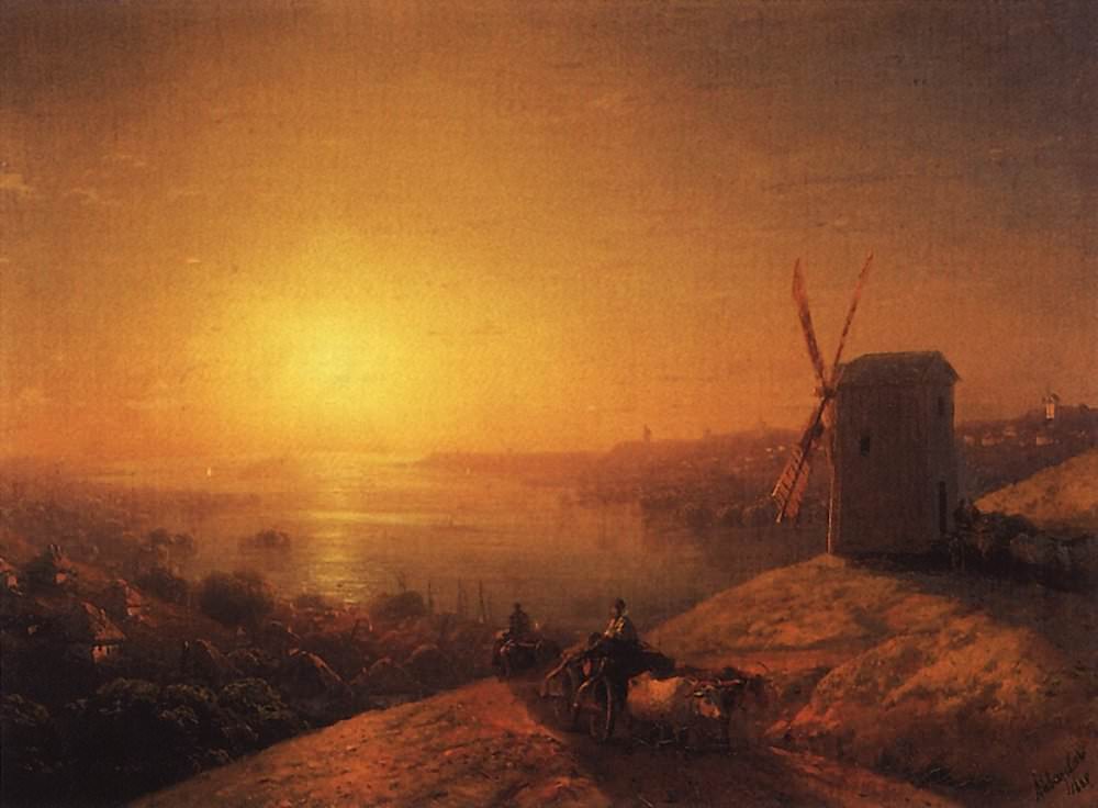 Мельница на берегу реки. Украина 1880