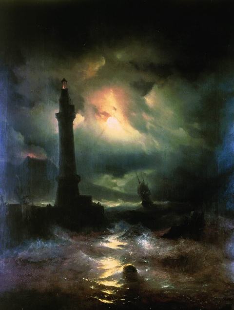 Репродукция картины 'Неаполитанский маяк 1842' Айвазовский Иван Константинович. Купить