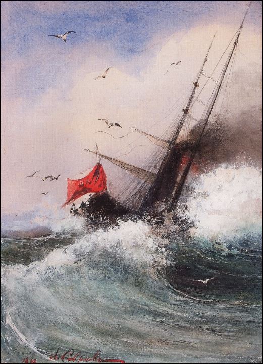 Гибель корабля в море. 1862