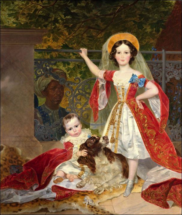 Портрет детей Волконских с арапом. 1843