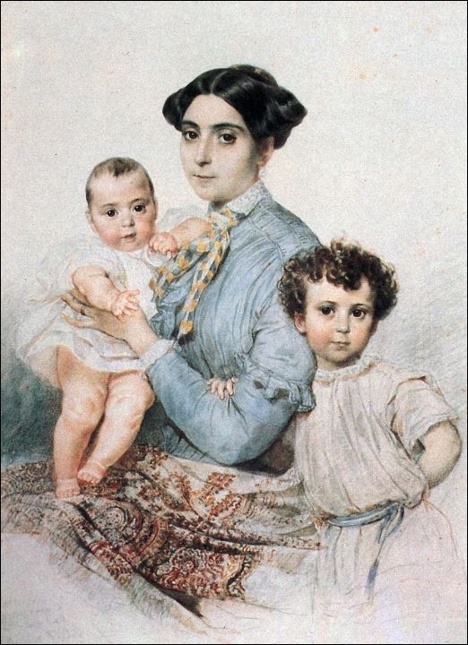 Портрет Терезы Микеле Титтони с сыновьями. 1850
