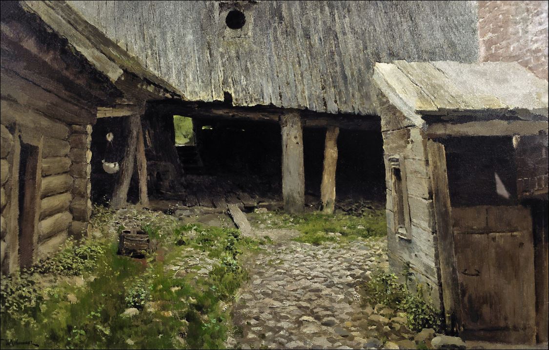 Репродукция картины 'Ветхий дворик. Плёс. 1888' Левитан Исаак Ильич. Купить