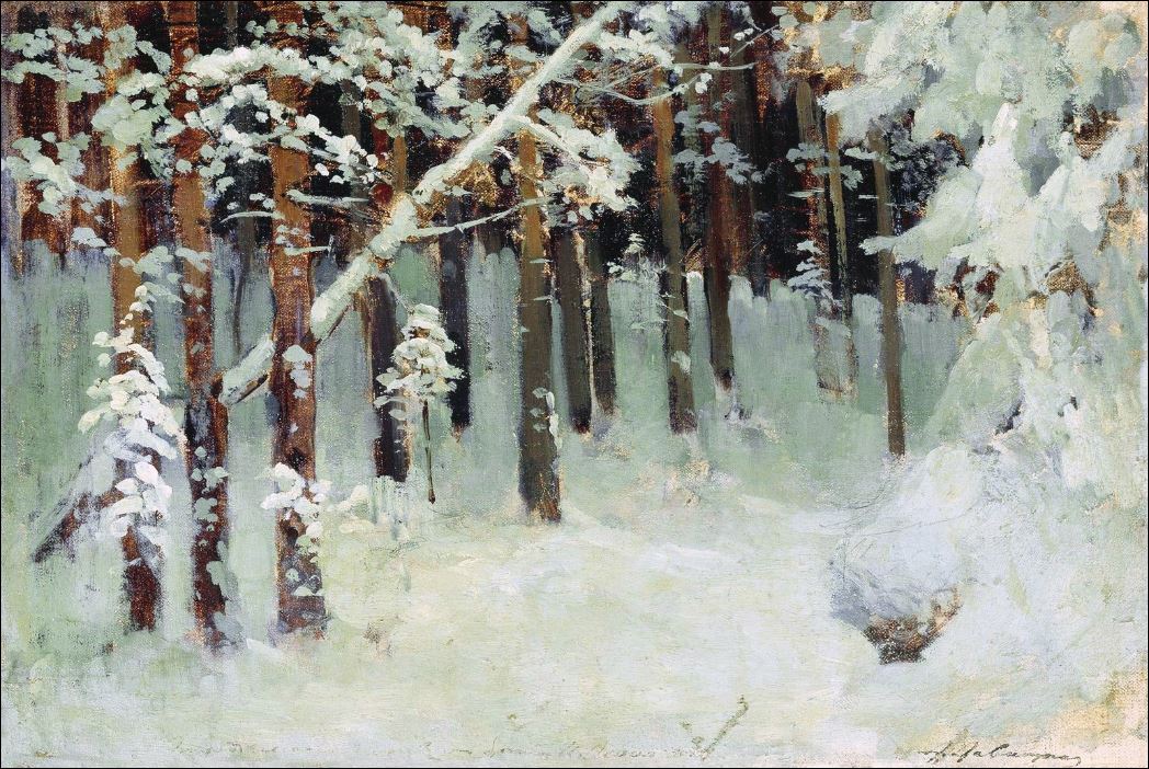 Репродукция картины 'Лес зимой' Левитан Исаак Ильич. Купить