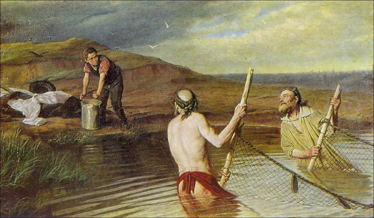 Рыбаки. (Священник, дьякон и семинарист). 1879