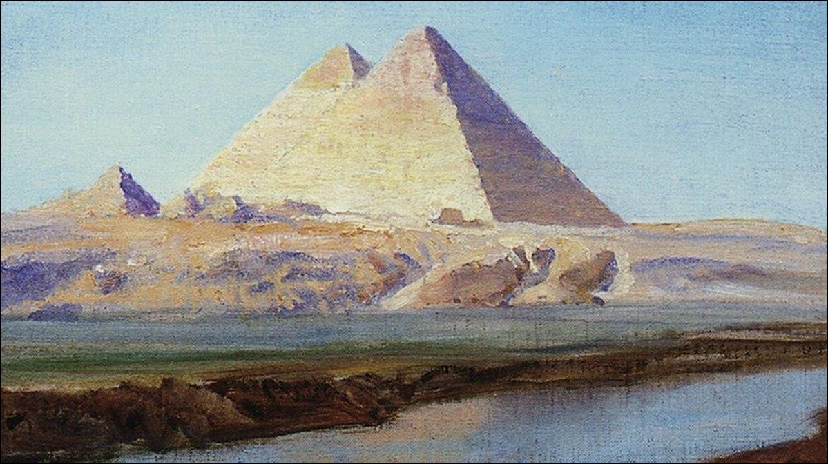 Большие пирамиды Хеопса и Хефрена. 1899
