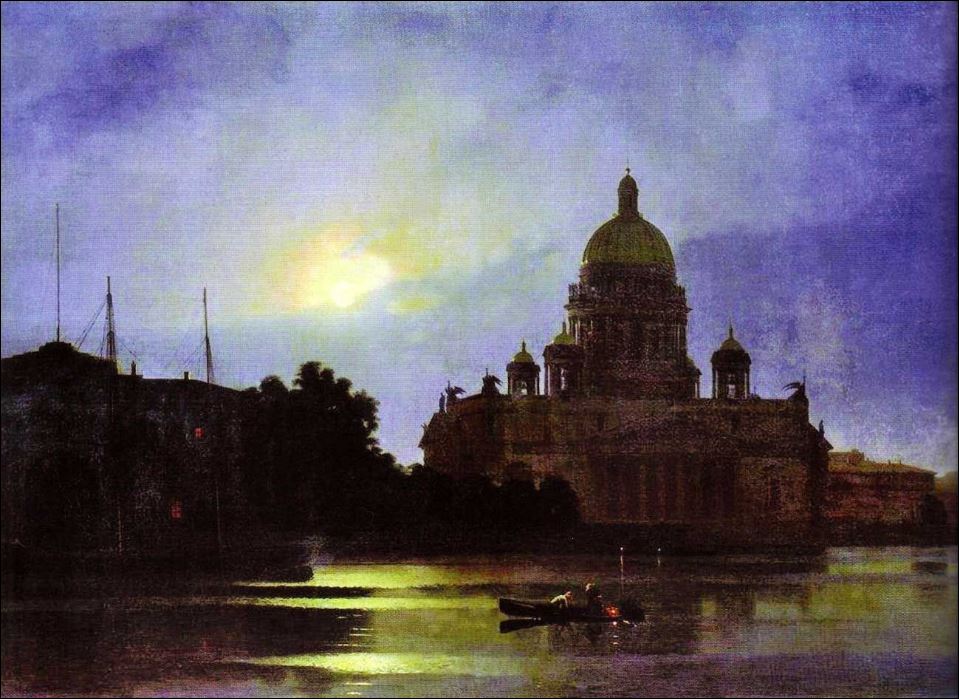 Вид Исаакиевского собора при лунном освещении. 1869