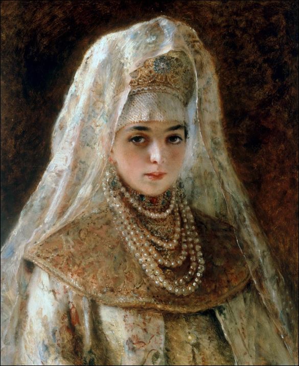 Девушка в боярской одежде. 1885