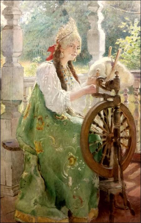 За прялкой (Портрет Ольги, дочери художника). 1900
