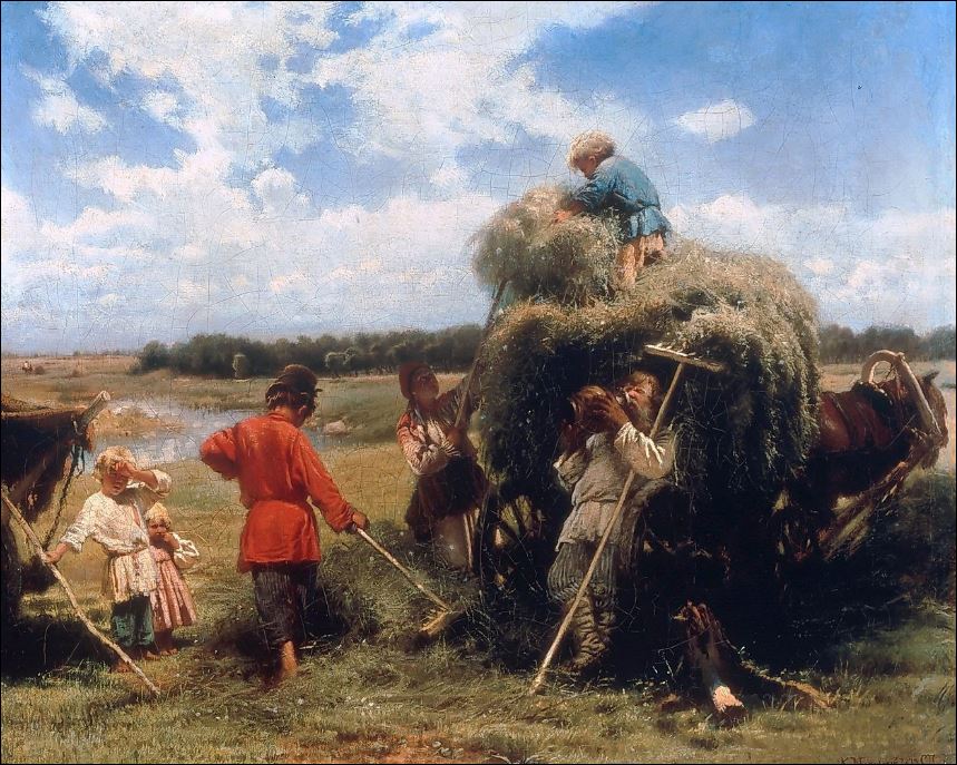 Репродукция картины 'Сенокос. 1873' Маковский Константин Егорович. Купить