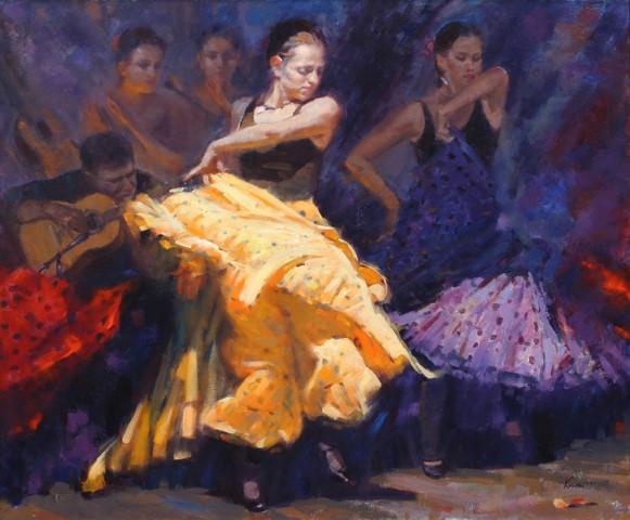 Репродукция картины 'Танцуя фламенко' Кван Клемент. Купить