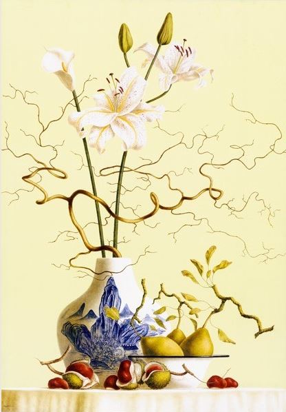 Репродукция картины 'Натюрморт с китайской вазой и цветами' Веркерк Рууд. Купить