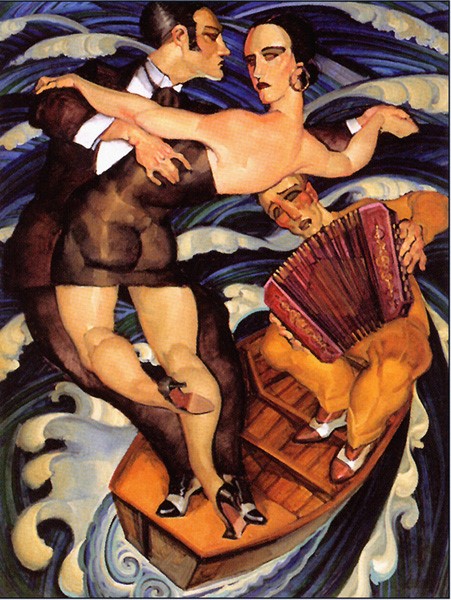 Репродукция картины 'Танго в лодке' Мачадо Хуарес. Купить