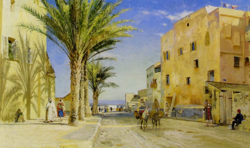 Репродукция картины 'Улица в Алжире. 1889г' Мёнстед Петер Мёрк. Купить
