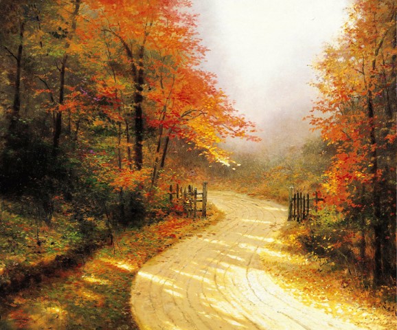 Репродукция картины 'Осенняя аллея' Кинкейд Томас. Купить