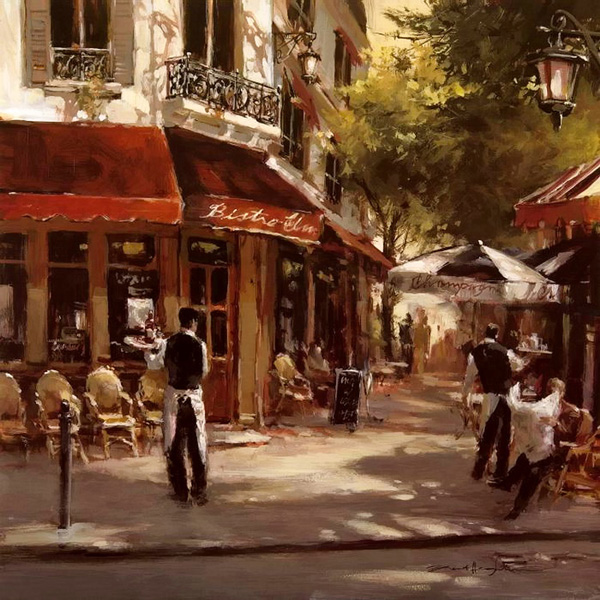 Репродукция картины 'Кафе в Париже' Хейтон Брент. Купить