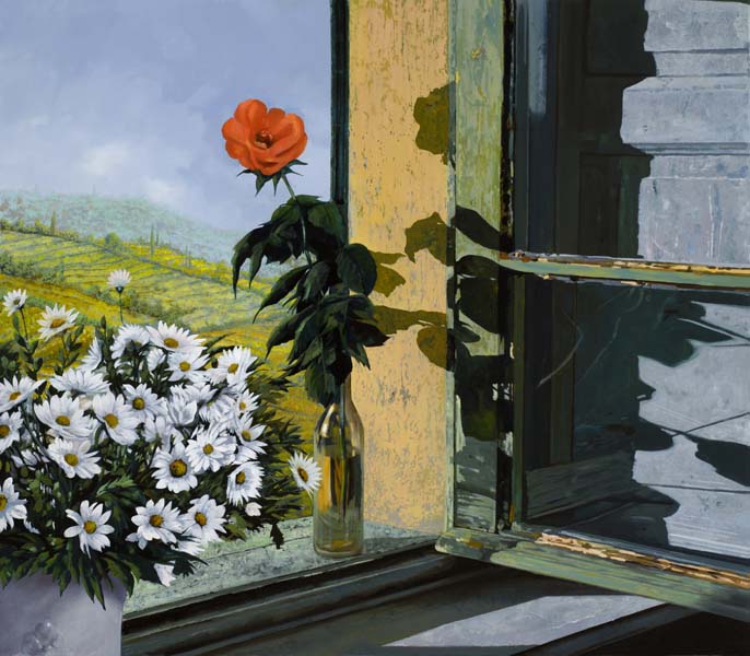 Репродукция картины ' Роза на окне' Борелли Гвидо. Купить