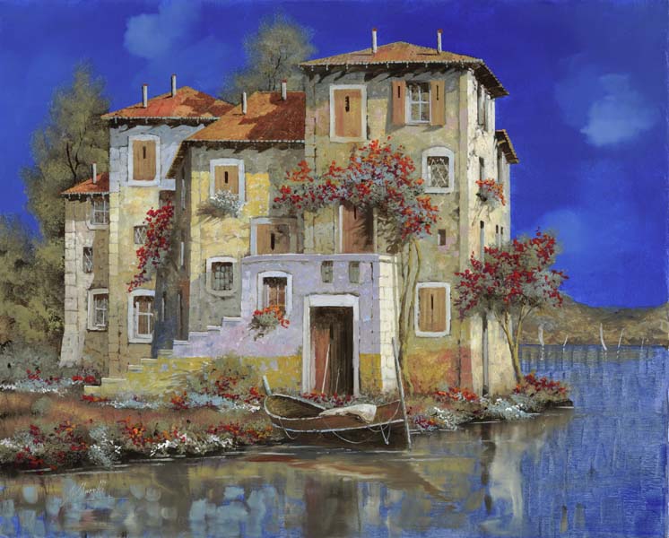 Репродукция картины 'Дом на берегу реки II' Борелли Гвидо. Купить