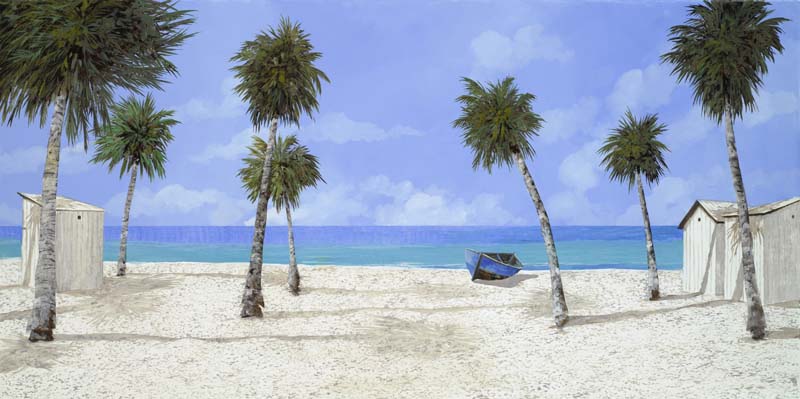 Репродукция картины 'Белый песчаный пляж' Борелли Гвидо. Купить