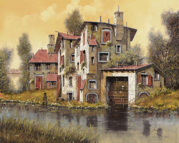 Репродукция картины 'Водяная мельница' Борелли Гвидо. Купить